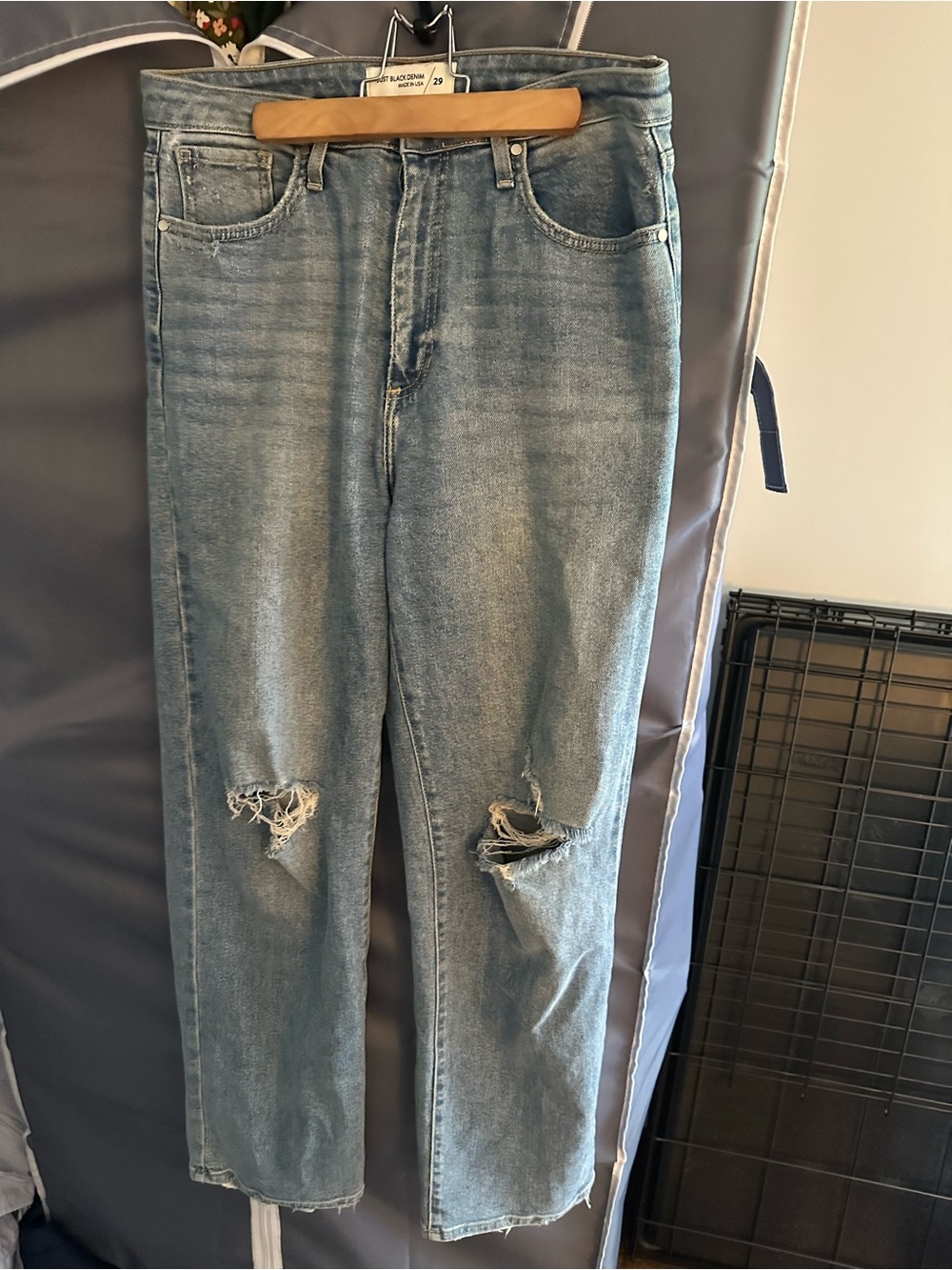 Just Black Denim Light Wash Distressed Straight-Leg Jeans
